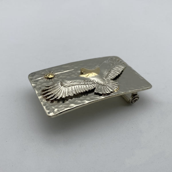 Copper Hammered Plain Buckle with Large Eagle Japan Style Mens Fashion Belt Buckle