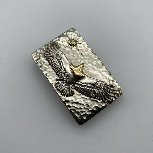 Copper Hammered Plain Buckle with Large Eagle Japan Style Mens Fashion Belt Buckle