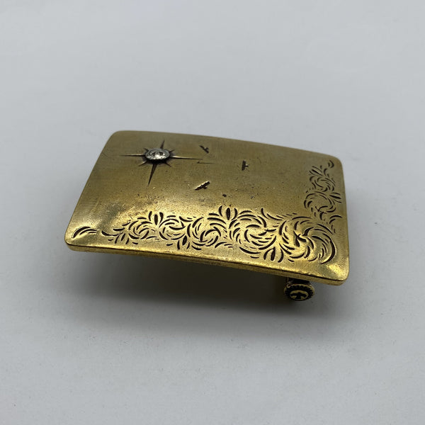 Bronze Belt Buckle Brass Tang Grass Plain Buckle Handmade Leather Belt Fastener