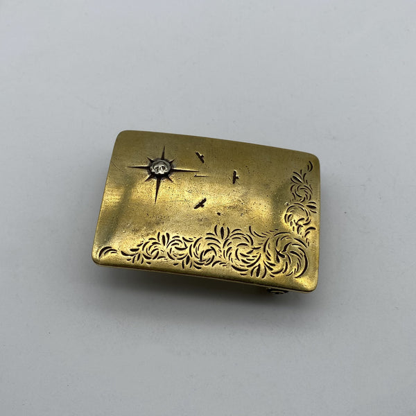 Bronze Belt Buckle Brass Tang Grass Plain Buckle Handmade Leather Belt Fastener