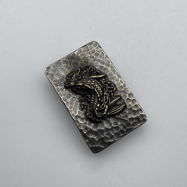 Vintage Old Silver Buckle,Mythology Dragon Fish- Auspicious Beast,Leather Belt Hardwares