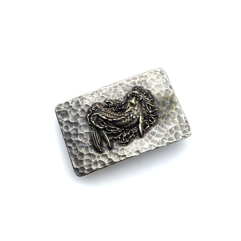 Vintage Old Silver Buckle,Mythology Dragon Fish- Auspicious Beast,Leather Belt Hardwares
