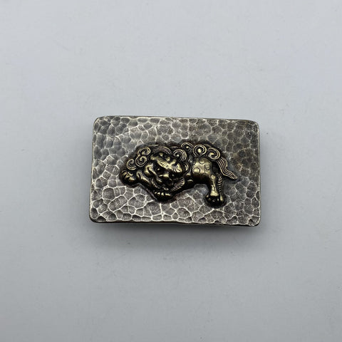 Vintage Old Silver Buckle,Mythology Lion - Auspicious Beast,Leather Belt Hardwares