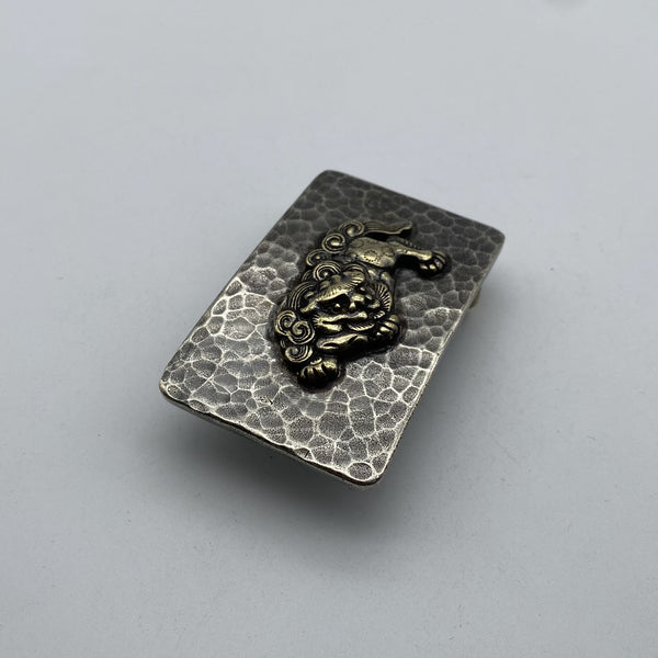 Vintage Old Silver Buckle,Mythology Lion - Auspicious Beast,Leather Belt Hardwares