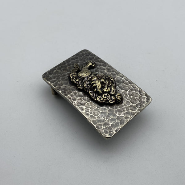Vintage Old Silver Buckle,Mythology Lion - Auspicious Beast,Leather Belt Hardwares