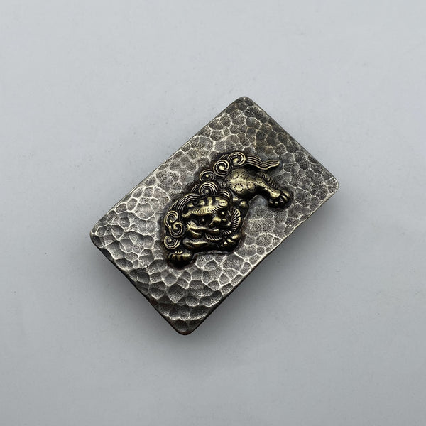 Vintage Old Silver Buckle,Mythology Lion - Auspicious Beast,Leather Belt Hardwares