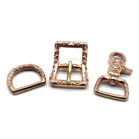 Red Copper Leather Bag Hardware,Bag Strap Buckle,Snap Clasp,D Ring,Tang Grass Style