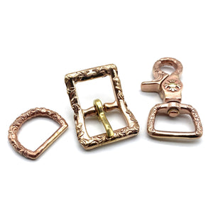 Red Copper Leather Bag Hardware,Bag Strap Buckle,Snap Clasp,D Ring,Tang Grass Style 