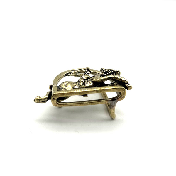 Brass Cavalry Design Casted Belt Buckle Vintage Finish  