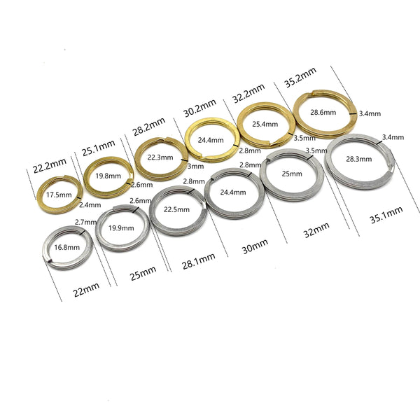 Premium Key Split Ring Brass&Stainless Connectors Flat Keyrings