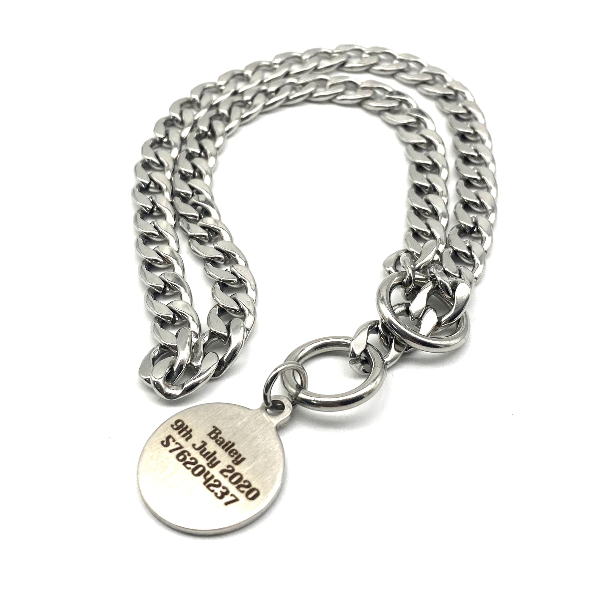 Stainless Choke Chain Collar with Customized Name Tag,Pets Tag Necklace