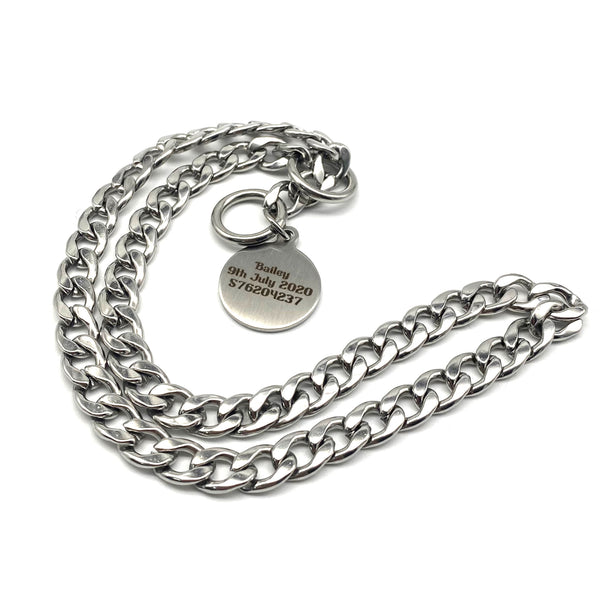 Stainless Choke Chain Collar with Customized Name Tag,Pets Tag Necklace