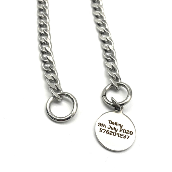 Stainless Choke Chain Collar with Customized Name Tag,Pets Tag Necklace