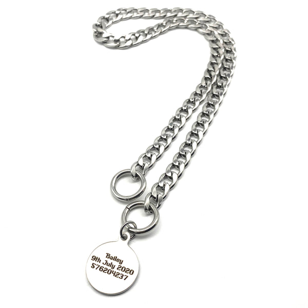 Stainless Choke Chain Collar with Customized Name Tag,Pets Tag Necklace