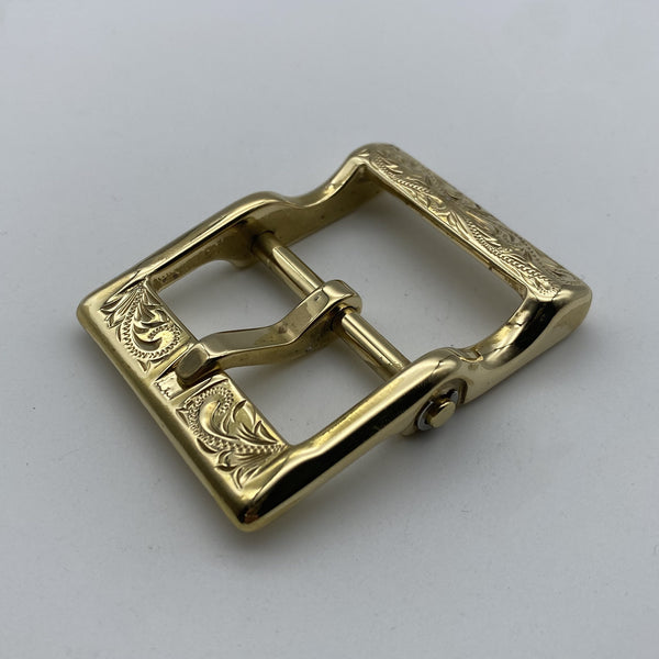 Tang Grass Hand Carved  Buckle Durable Brass Square Buckle Heavy Duty Leather Belt Buckle