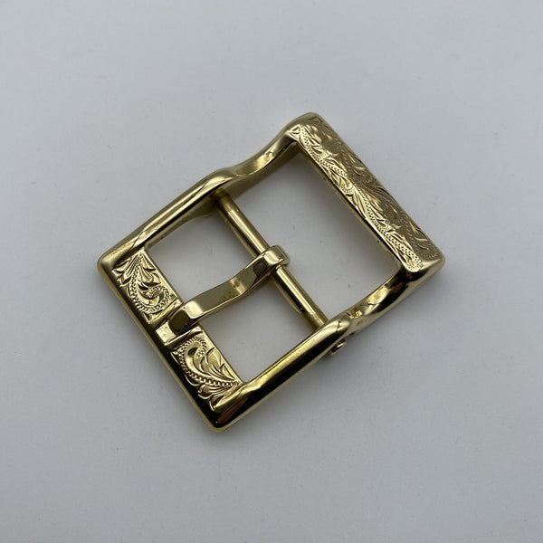 Tang Grass Hand Carved  Buckle Durable Brass Square Buckle Heavy Duty Leather Belt Buckle