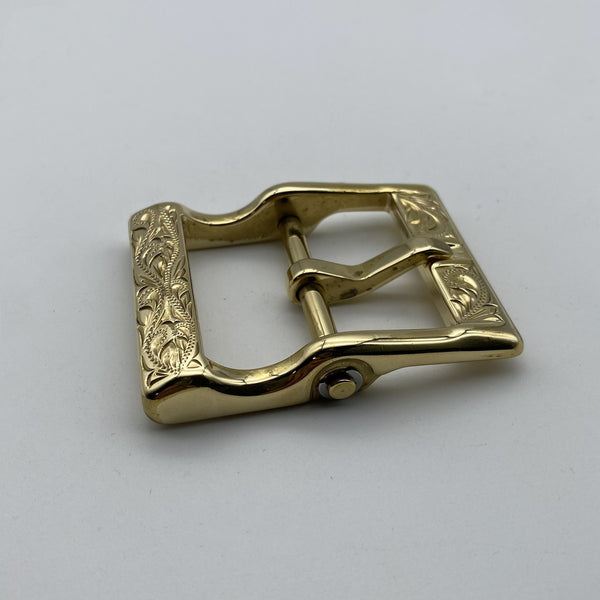 Tang Grass Hand Carved  Buckle Durable Brass Square Buckle Heavy Duty Leather Belt Buckle