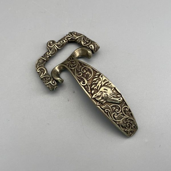 Ornate Brass Belt Hardware Set,Intricate Horse-Engraved Buckle & Accessories for Leather Craft