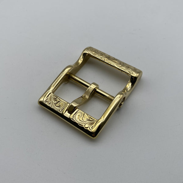 Tang Grass Hand Carved  Buckle Durable Brass Square Buckle Heavy Duty Leather Belt Buckle