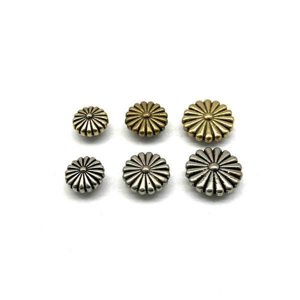 Daisy Concho Leather Rivets Screw Back Fastener Studs For Decoration,11/14/17mm Aged Brass and Old Silver