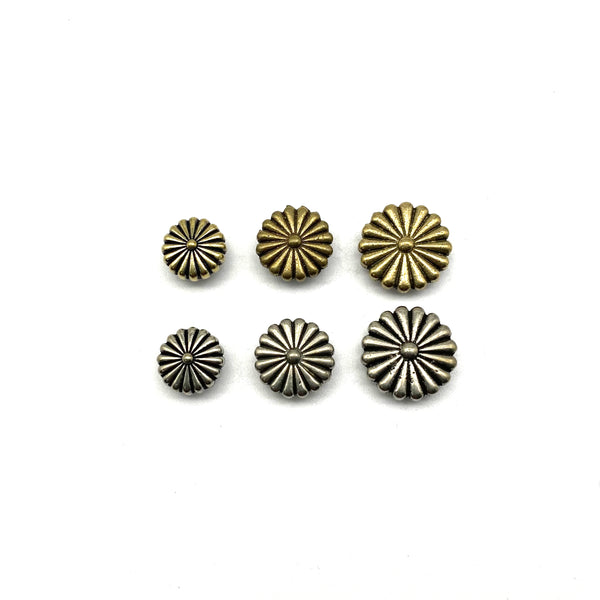 Daisy Concho Leather Rivets Screw Back Fastener Studs For Decoration,11/14/17mm Aged Brass and Old Silver