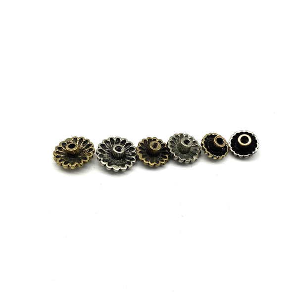 Daisy Concho Leather Rivets Screw Back Fastener Studs For Decoration,11/14/17mm Aged Brass and Old Silver