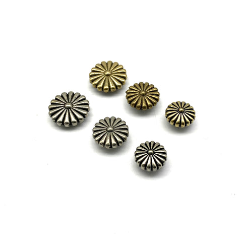 Daisy Concho Leather Rivets Screw Back Fastener Studs For Decoration,11/14/17mm Aged Brass and Old Silver