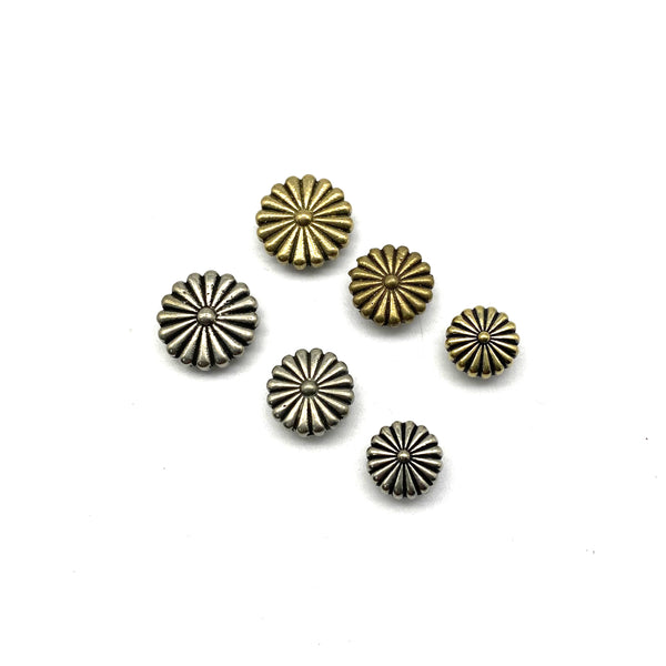 Daisy Concho Leather Rivets Screw Back Fastener Studs For Decoration,11/14/17mm Aged Brass and Old Silver