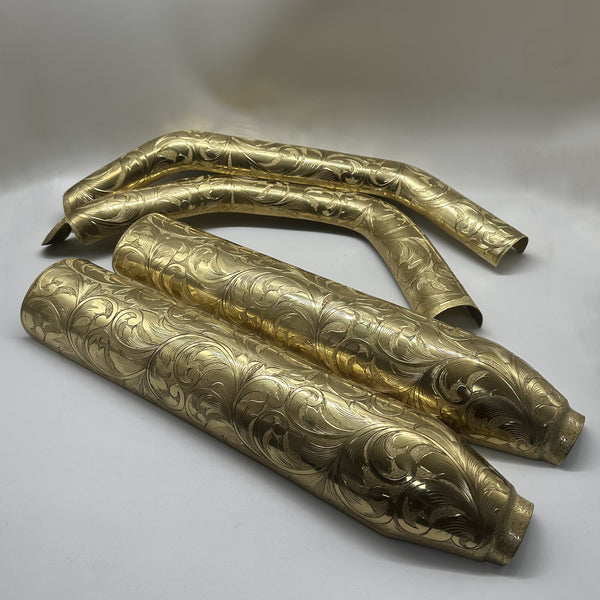 Hand-Carved Brass Motorcycle Exhaust Cover For Cobra Exhaust,Forty Eight/1200XL/Fat Boy