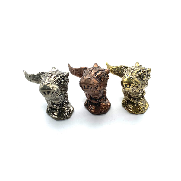 Brass Mini Dinosaur Figurines: Playable Decor, Collectible Toy & All-Ages Gift for Kids and Adults