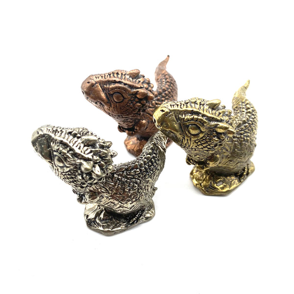 Brass Mini Dinosaur Figurines: Playable Decor, Collectible Toy & All-Ages Gift for Kids and Adults