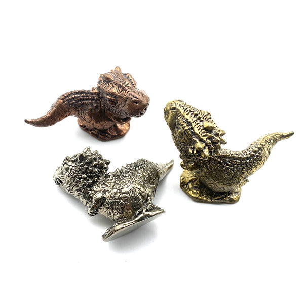 Brass Mini Dinosaur Figurines: Playable Decor, Collectible Toy & All-Ages Gift for Kids and Adults