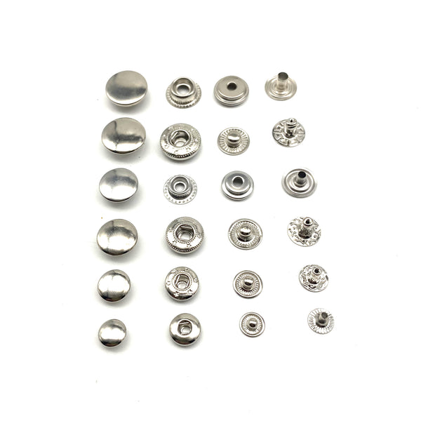 8/10/12.5/15mm Silver Plated Brass Snap Button Leather Craft Fastener Closure