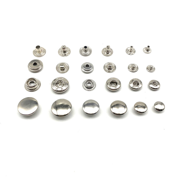 8/10/12.5/15mm Silver Plated Brass Snap Button Leather Craft Fastener Closure