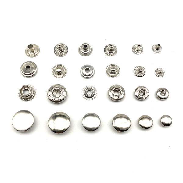 8/10/12.5/15mm Silver Plated Brass Snap Button Leather Craft Fastener Closure