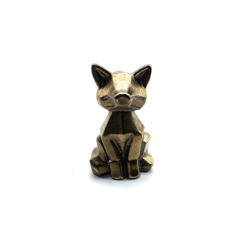 Vintage Brass Trinket Collection: Fox Figurine,Playful Desk Companion & Safe Gift for Children's Bedroom Styling