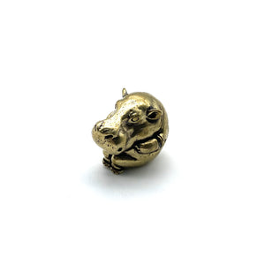 Mini Brass Hippo Figurine Desk Decor Knick Knack Present for Children