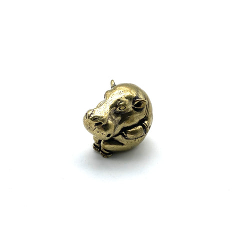 Mini Brass Hippo Figurine Desk Decor Knick Knack Present for Children