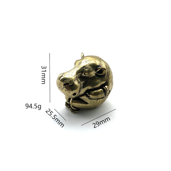 Mini Brass Hippo Figurine Desk Decor Knick Knack Present for Children