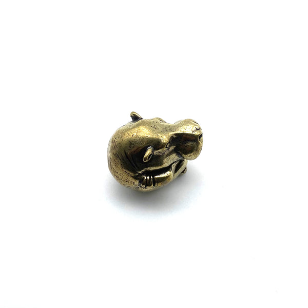 Mini Brass Hippo Figurine Desk Decor Knick Knack Present for Children