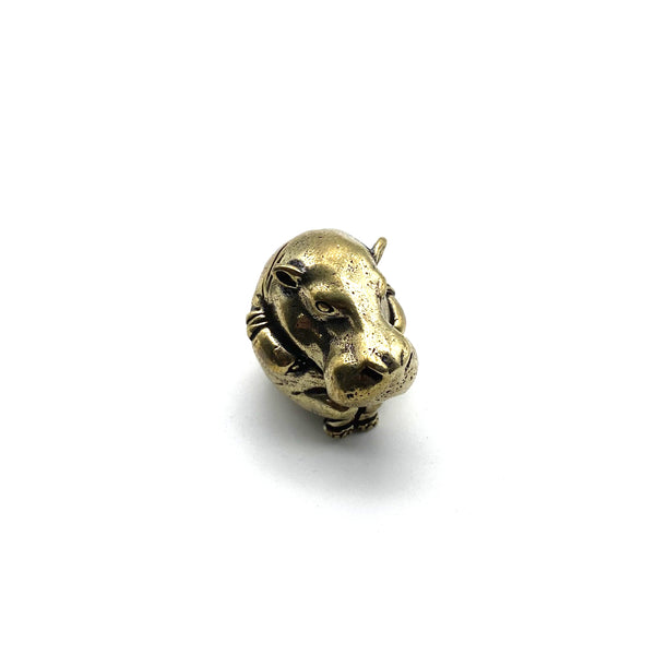 Mini Brass Hippo Figurine Desk Decor Knick Knack Present for Children