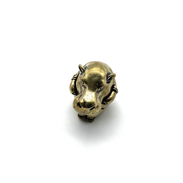 Mini Brass Hippo Figurine Desk Decor Knick Knack Present for Children
