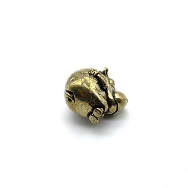 Mini Brass Hippo Figurine Desk Decor Knick Knack Present for Children