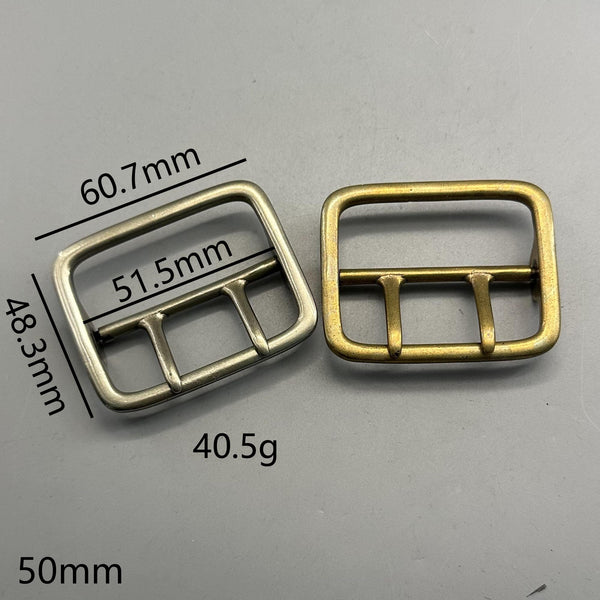 45/50mm Brass/Silver Double Prong Buckle Sam Browne Buckle Large Strap Fastener Buckle