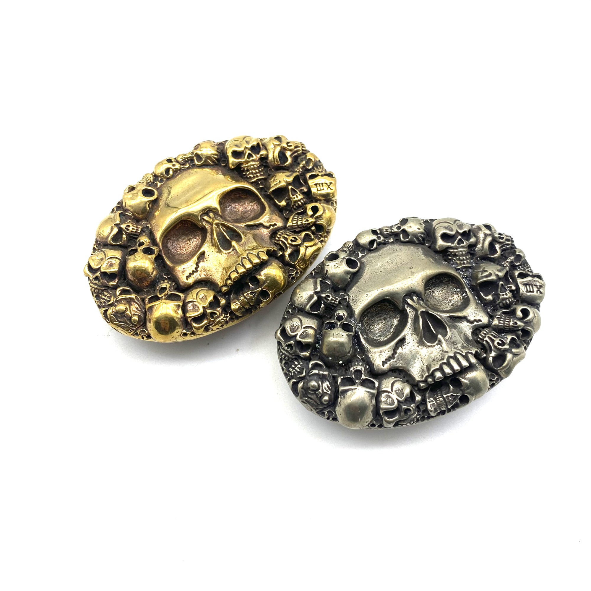 Mens Skull Belt Buckle Solid Copper Leather Strap Fastener