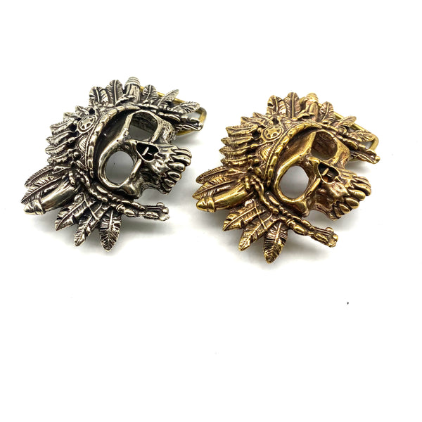 Indian Chief Skull Buckles Solid Brass Belt Buckle 38mm