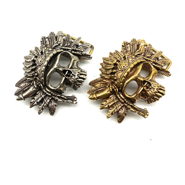 Indian Chief Skull Buckles Solid Brass Belt Buckle 38mm