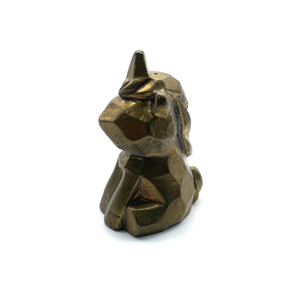 Faceted Brass Unicorn Sculpture - Modern Geometric Decor for Shelf & Desk, Mystical Gift Idea, Handcast Celestial Art for Meditation Space