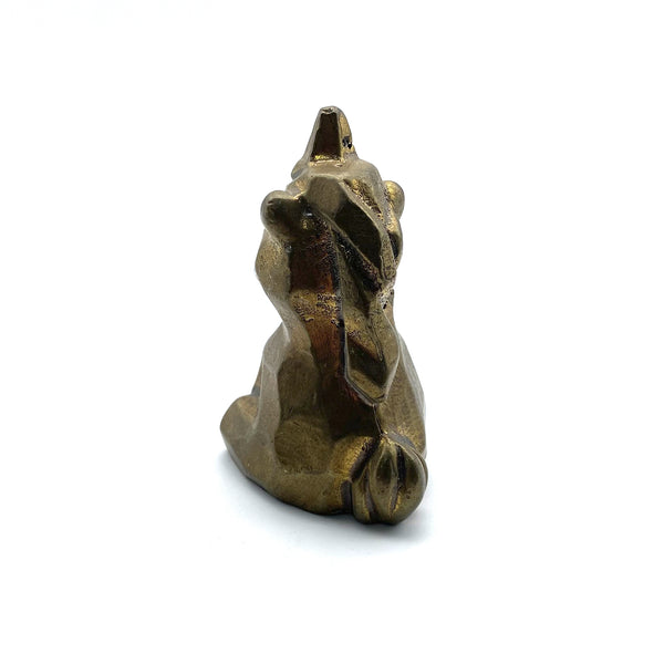 Faceted Brass Unicorn Sculpture - Modern Geometric Decor for Shelf & Desk, Mystical Gift Idea, Handcast Celestial Art for Meditation Space