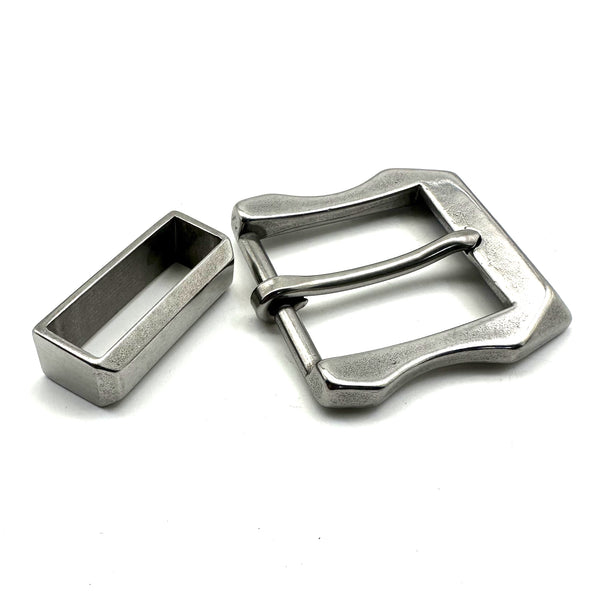 1 1/2'' Stainless Buckle&Belt Loop Set Leather Belt Fastener Hardware
